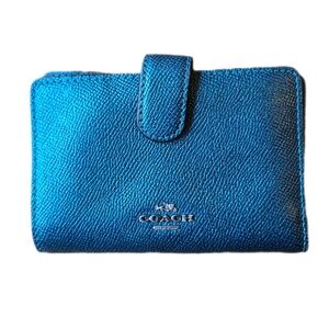 Coach Vibrant Blue Green Leather Bi-fold Wallet